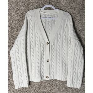 Abercrombie & Fitch Off-White Cable Knit Cardigan